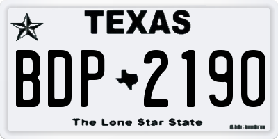 TX license plate BDP2190