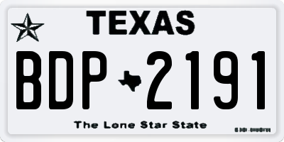 TX license plate BDP2191