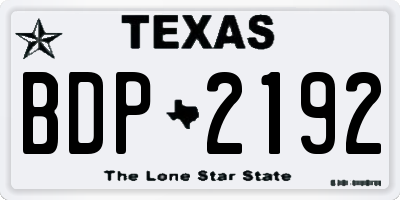 TX license plate BDP2192