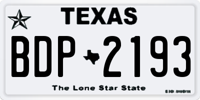 TX license plate BDP2193