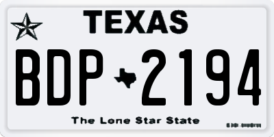 TX license plate BDP2194