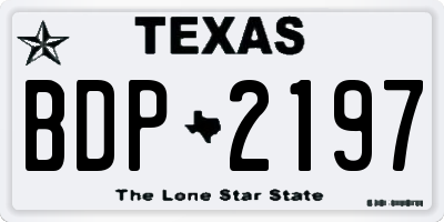 TX license plate BDP2197