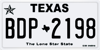 TX license plate BDP2198