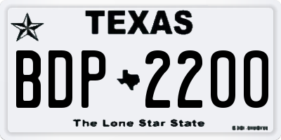 TX license plate BDP2200