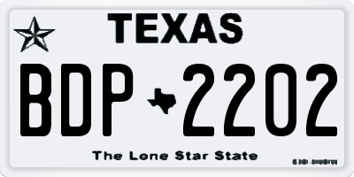 TX license plate BDP2202