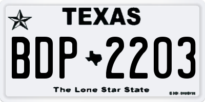 TX license plate BDP2203