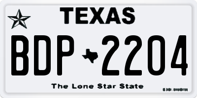 TX license plate BDP2204