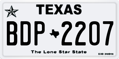 TX license plate BDP2207