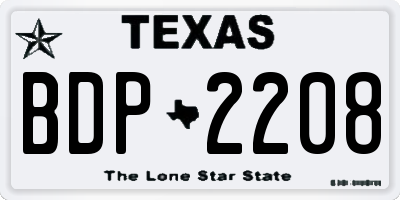 TX license plate BDP2208