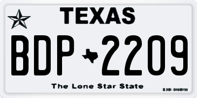 TX license plate BDP2209