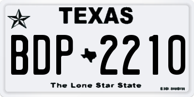 TX license plate BDP2210