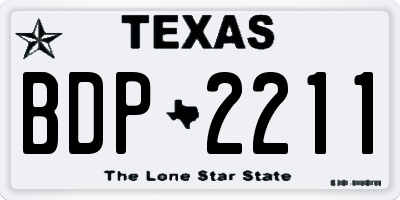 TX license plate BDP2211