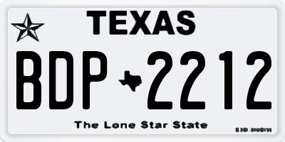TX license plate BDP2212