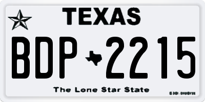 TX license plate BDP2215