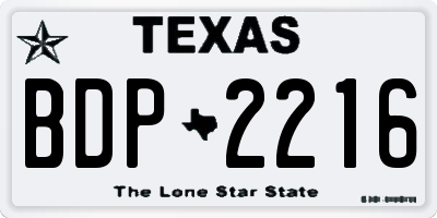TX license plate BDP2216