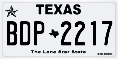 TX license plate BDP2217