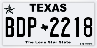 TX license plate BDP2218