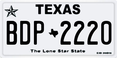TX license plate BDP2220