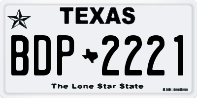 TX license plate BDP2221