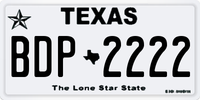 TX license plate BDP2222