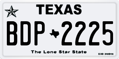 TX license plate BDP2225