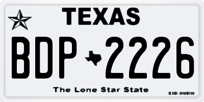 TX license plate BDP2226