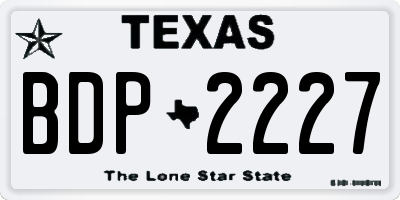 TX license plate BDP2227