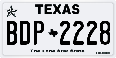 TX license plate BDP2228