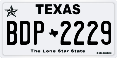 TX license plate BDP2229