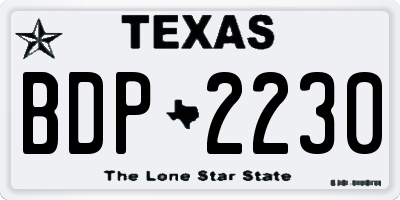 TX license plate BDP2230