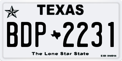 TX license plate BDP2231