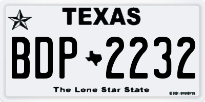 TX license plate BDP2232