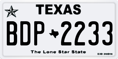TX license plate BDP2233