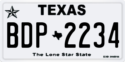 TX license plate BDP2234