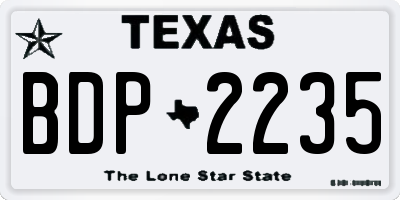 TX license plate BDP2235