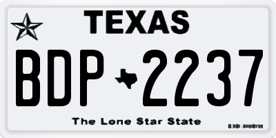 TX license plate BDP2237
