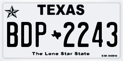 TX license plate BDP2243