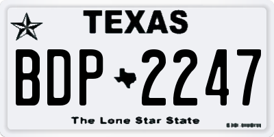 TX license plate BDP2247