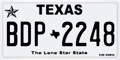 TX license plate BDP2248