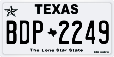TX license plate BDP2249
