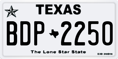 TX license plate BDP2250