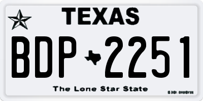 TX license plate BDP2251