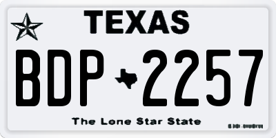 TX license plate BDP2257