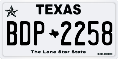 TX license plate BDP2258