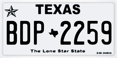 TX license plate BDP2259