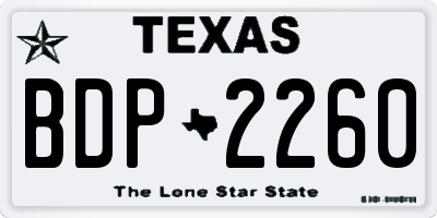 TX license plate BDP2260
