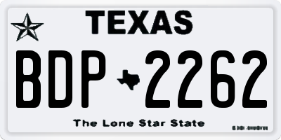 TX license plate BDP2262