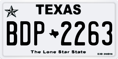 TX license plate BDP2263