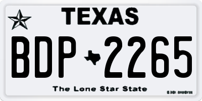 TX license plate BDP2265