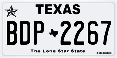 TX license plate BDP2267